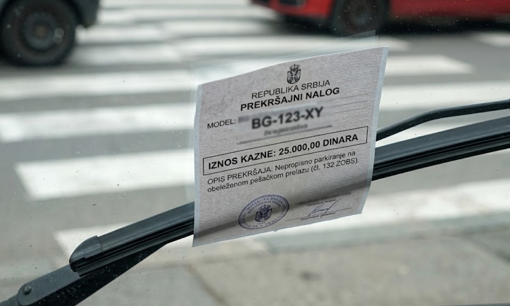 Visina kazne za parkiranje na pešačkom prelazu
